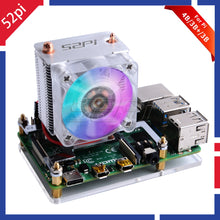 Load image into Gallery viewer, New 52Pi ICE-Tower Cooling Fan V2.0 Black Super heat dissipation 7 Colours Light 5-Layer Case for Raspberry Pi 4B / 3B / 3B+
