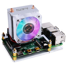 Load image into Gallery viewer, New 52Pi ICE-Tower Cooling Fan V2.0 Black Super heat dissipation 7 Colours Light 5-Layer Case for Raspberry Pi 4B / 3B / 3B+