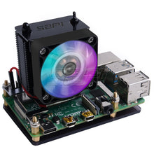 Load image into Gallery viewer, New 52Pi ICE-Tower Cooling Fan V2.0 Black Super heat dissipation 7 Colours Light 5-Layer Case for Raspberry Pi 4B / 3B / 3B+