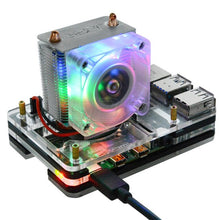 Load image into Gallery viewer, New 52Pi ICE-Tower Cooling Fan V2.0 Black Super heat dissipation 7 Colours Light 5-Layer Case for Raspberry Pi 4B / 3B / 3B+