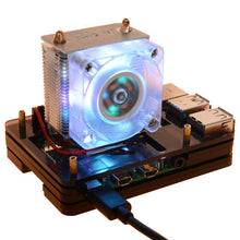 Load image into Gallery viewer, New 52Pi ICE-Tower Cooling Fan V2.0 Black Super heat dissipation 7 Colours Light 5-Layer Case for Raspberry Pi 4B / 3B / 3B+