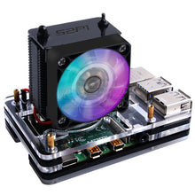 Load image into Gallery viewer, New 52Pi ICE-Tower Cooling Fan V2.0 Black Super heat dissipation 7 Colours Light 5-Layer Case for Raspberry Pi 4B / 3B / 3B+