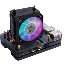 Load image into Gallery viewer, New 52Pi ICE-Tower Cooling Fan V2.0 Black Super heat dissipation 7 Colours Light 5-Layer Case for Raspberry Pi 4B / 3B / 3B+