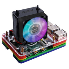 Load image into Gallery viewer, New 52Pi ICE-Tower Cooling Fan V2.0 Black Super heat dissipation 7 Colours Light 5-Layer Case for Raspberry Pi 4B / 3B / 3B+